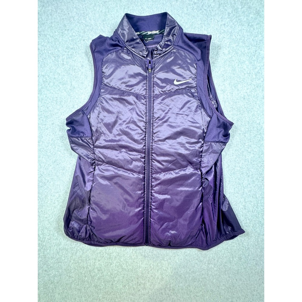 Nike Running Aerolayer Vest Womens XL Purple Puffer Quilted Full Zip 922464-524
